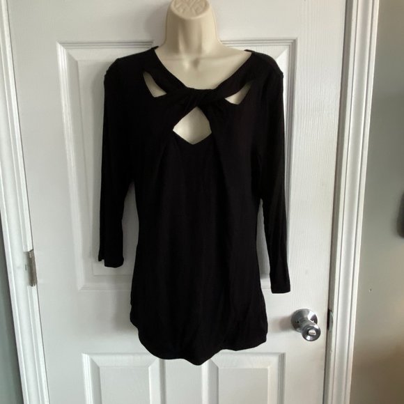 INC International Concepts Tops - Black Key Hole Front Tshirt